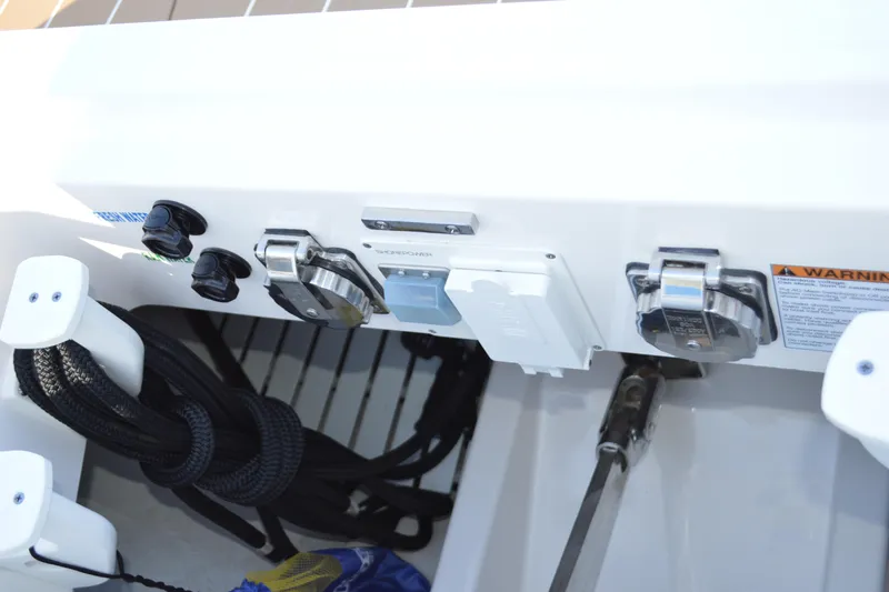 Jack's Boat Yacht Photos Pics 2024 Tiara Yachts EX 60 yacht deck controls and equipment close-up.