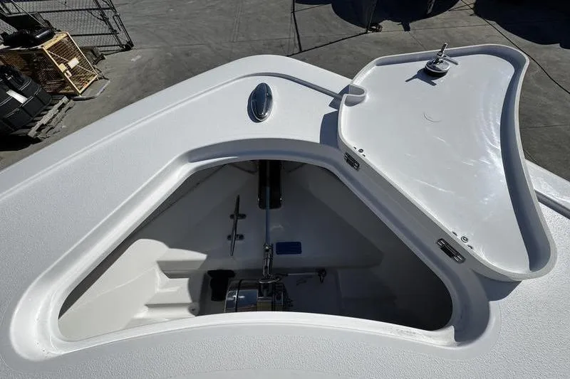  Yacht Photos Pics Open anchor compartment on 2026 Sportsman Open 252 Center Console boat.