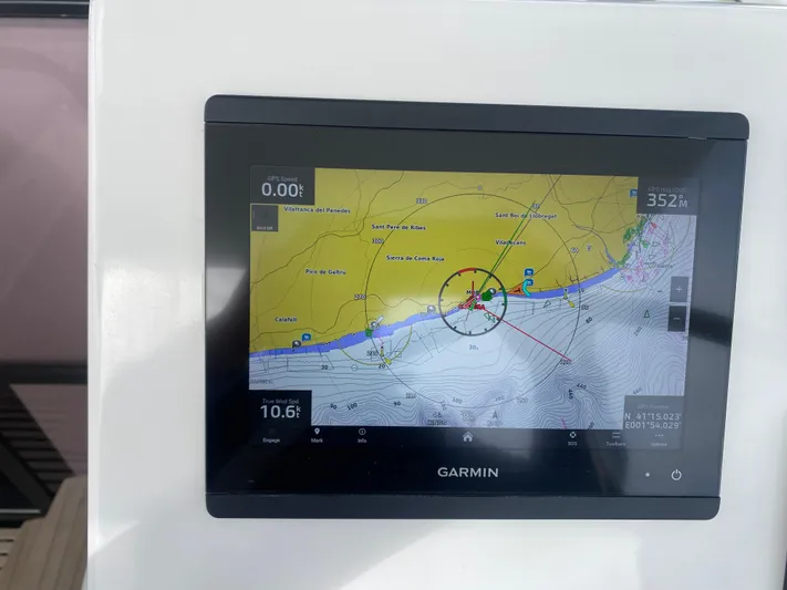 Luna Yacht Photos Pics Garmin navigation display on 2020 Fountaine Pajot Saona 47 catamaran.