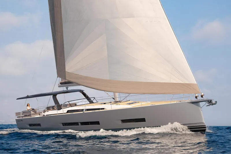  Yacht Photos Pics Sailing yacht Hanse 590, 2026 model, cruising on open sea with full sails.