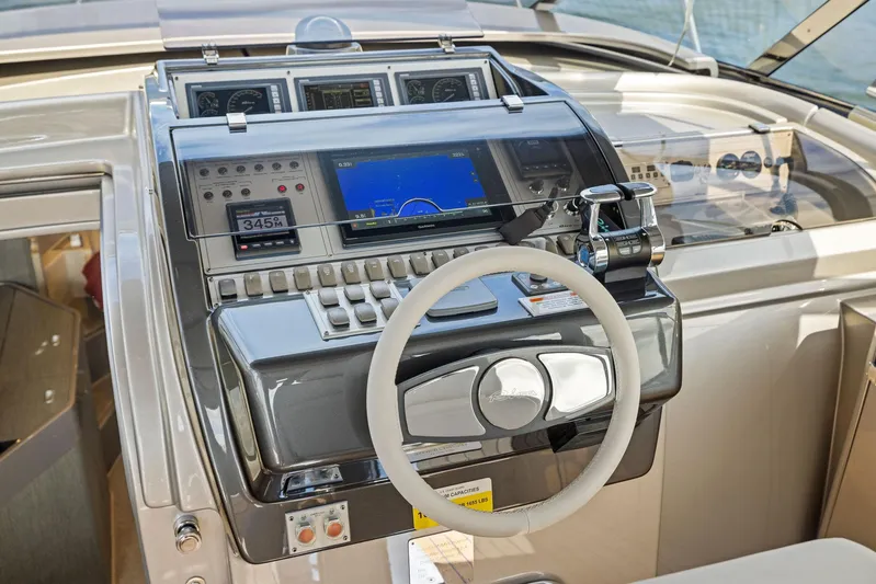 St Peter Yacht Photos Pics Cockpit of 2016 Riva 44 RIVARAMA SUPER yacht with modern navigation controls.