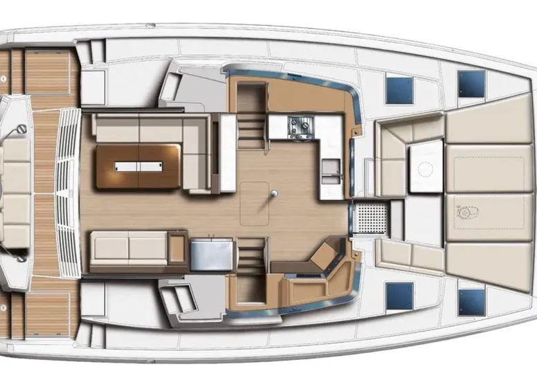  Yacht Photos Pics Floor plan of 2023 Bali 4.4 yacht, featuring spacious interior layout and modern amenities.
