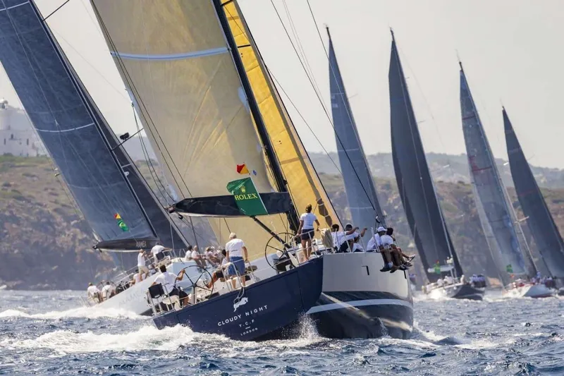 Cloudy Night Yacht Photos Pics Sailboats racing in open sea, featuring CNB 76 model, 2019.