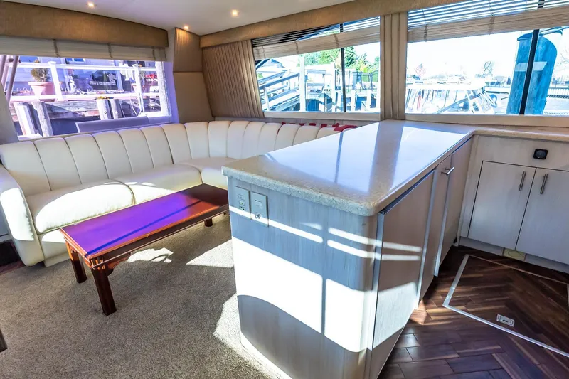 Falcon Yacht Photos Pics Luxurious interior of 1998 Ocean Yachts 48 Super Sport with elegant seating and modern design.