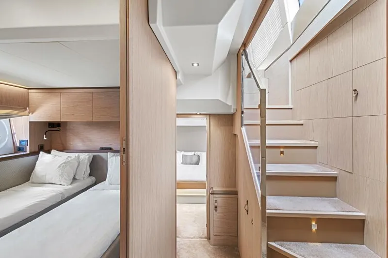 Osiris Yacht Photos Pics Luxurious interior of 2022 Beneteau Monte Carlo 6 yacht with modern design.