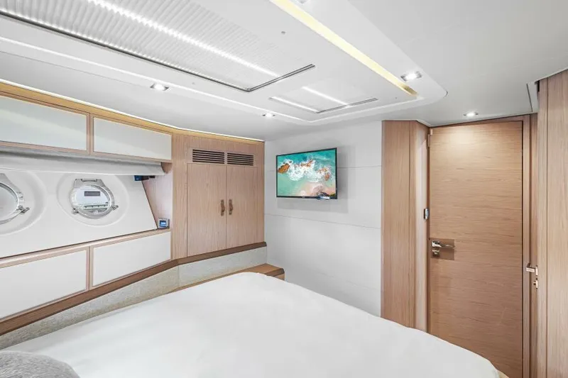Osiris Yacht Photos Pics Luxurious cabin interior of 2022 Beneteau Monte Carlo 6 yacht.