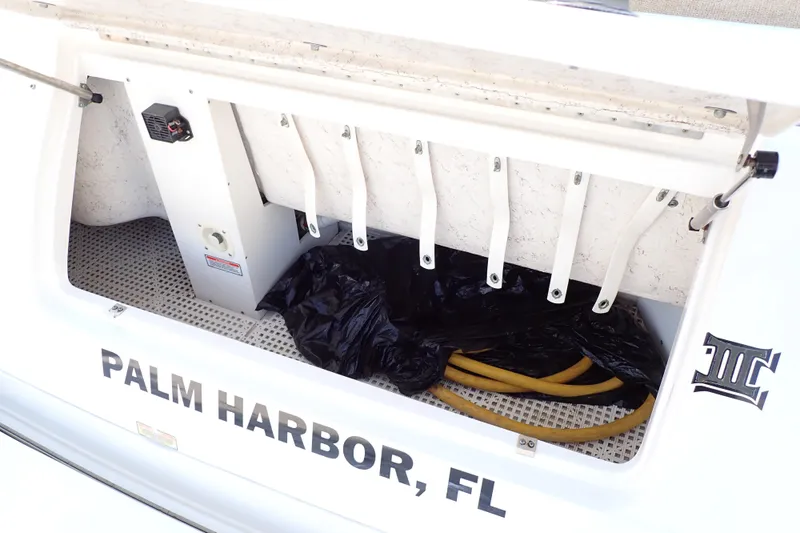 Lattitude Adjustment Yacht Photos Pics Storage compartment of 2003 Sea Ray 480 Sedan Bridge, Palm Harbor, FL.