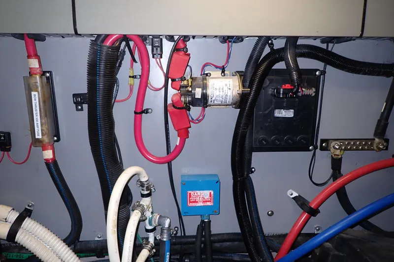 Lattitude Adjustment Yacht Photos Pics Electrical system components of a 2003 Sea Ray 480 Sedan Bridge yacht.