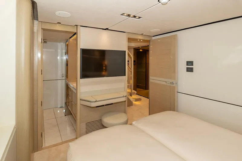 Nadira Yacht Photos Pics Luxurious interior of 2019 Princess 30M yacht with modern design and amenities.