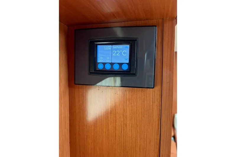  Yacht Photos Pics Thermostat control panel on 2008 Beneteau 49 yacht, set to 22°C.