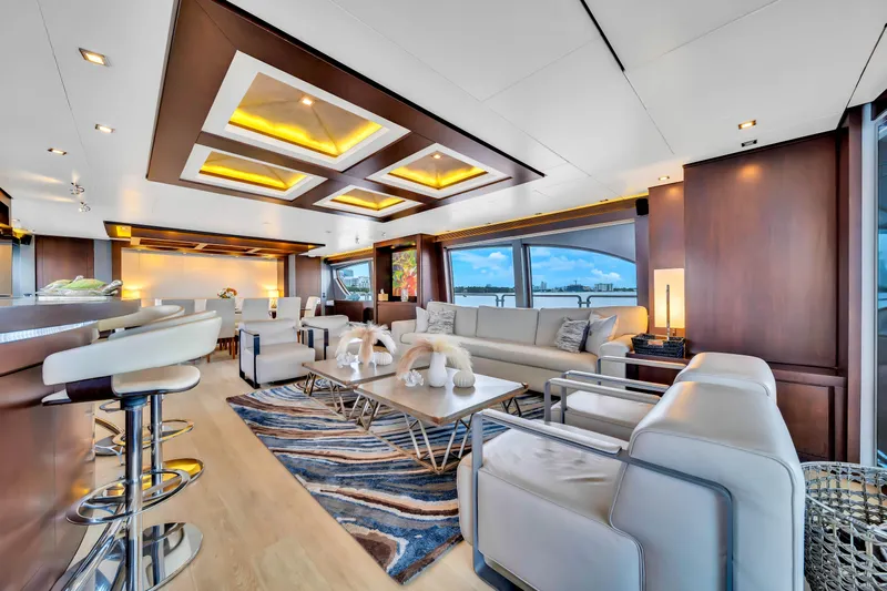 Yacht Photos Pics Luxurious 2012 Azimut yacht interior with modern furnishings and panoramic windows.