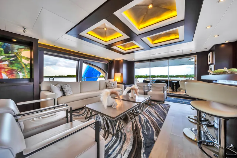  Yacht Photos Pics Luxurious 2012 Azimut yacht interior with modern decor and panoramic windows.