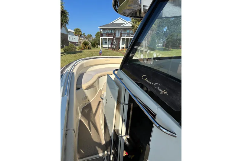  Yacht Photos Pics 2018 Chris-Craft 350 Catalina boat interior with view of deck and cabin entrance.