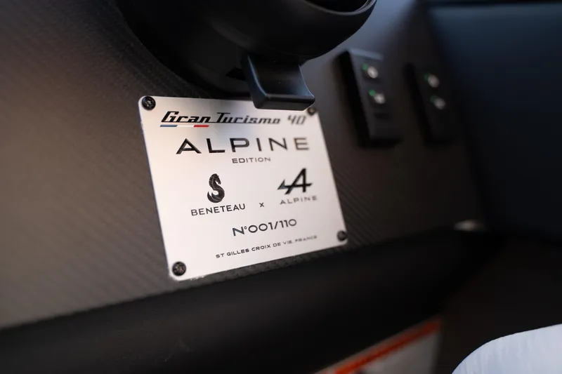  Yacht Photos Pics 2026 Beneteau Gran Turismo 40 Alpine Edition nameplate, limited edition number 001/110.
