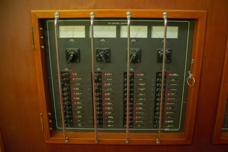 Tuatara Yacht Photos Pics Electrical control panel on 1983 Little Harbor Little Harbour 63 yacht.
