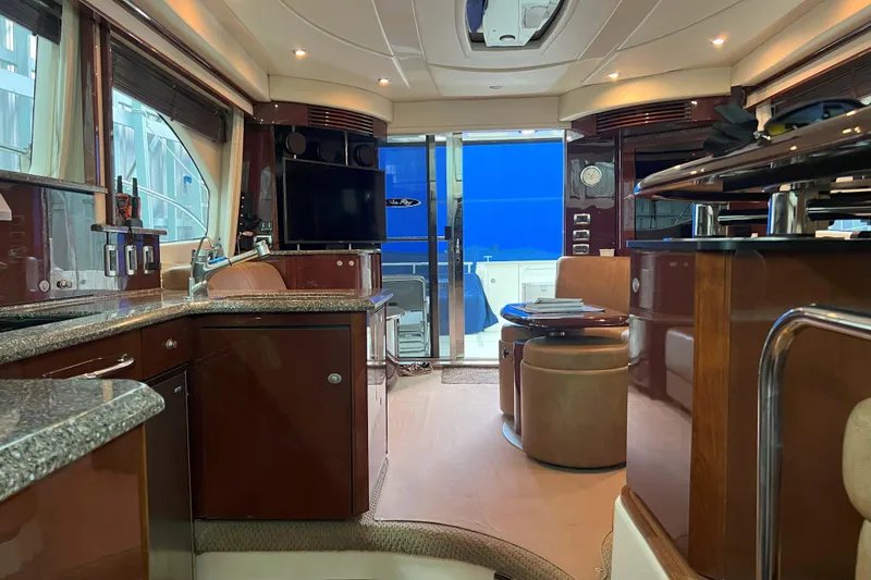 Elisabeth Jane Yacht Photos Pics Luxurious interior of a 2008 Sea Ray 52 Sedan Bridge yacht with modern amenities.