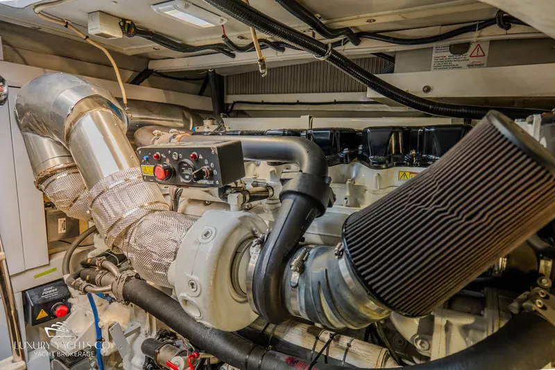  Yacht Photos Pics Engine room of 2010 Azimut 62S yacht, showcasing mechanical components and systems.