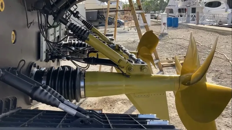 Rosario Yacht Photos Pics Close-up of the propulsion system on a 2015 Pershing 70.