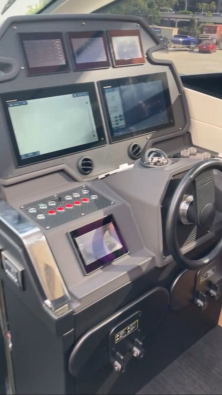Cockpit of a 2015 Pershing 70 yacht.