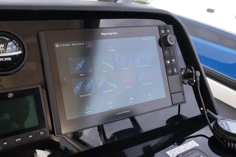 Yacht Photos Pics Control panel of 2023 Aquila 36 Sport with Raymarine navigation display.