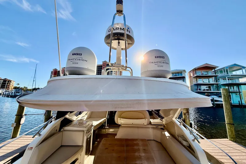  Yacht Photos Pics 2016 Cranchi M44 HT yacht docked, featuring Garmin and TracVision equipment.