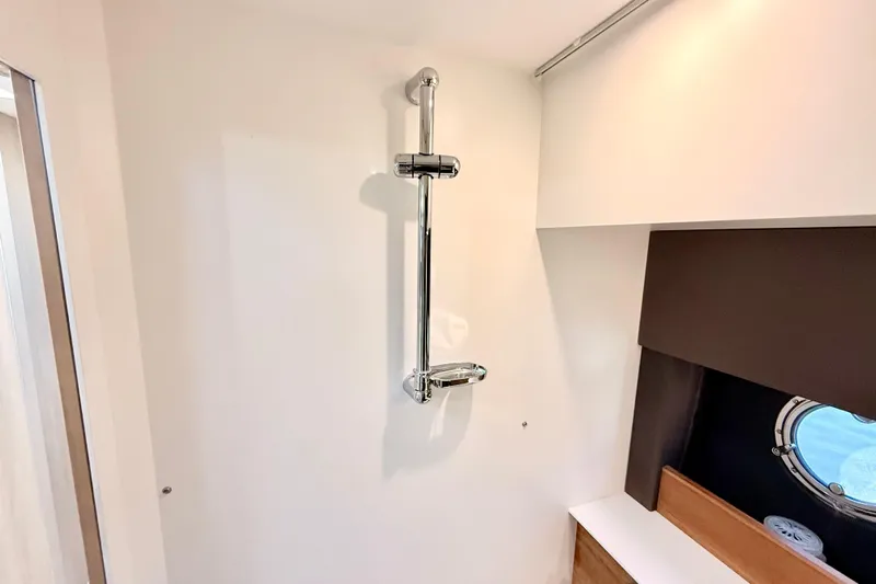  Yacht Photos Pics Modern shower area in 2016 Cranchi M44 HT yacht bathroom.