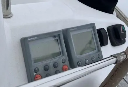 Lotus II Yacht Photos Pics Control panel on a 2007 Beneteau Oceanis 46 sailboat.