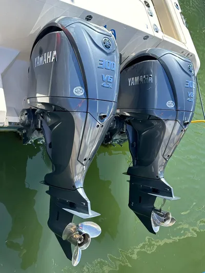  Yacht Photos Pics 2022 Grady-White Express 330 with twin Yamaha 300 V6 outboard engines.