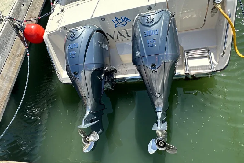  Yacht Photos Pics Twin Yamaha outboard engines on a 2022 Grady-White Express 330 boat.