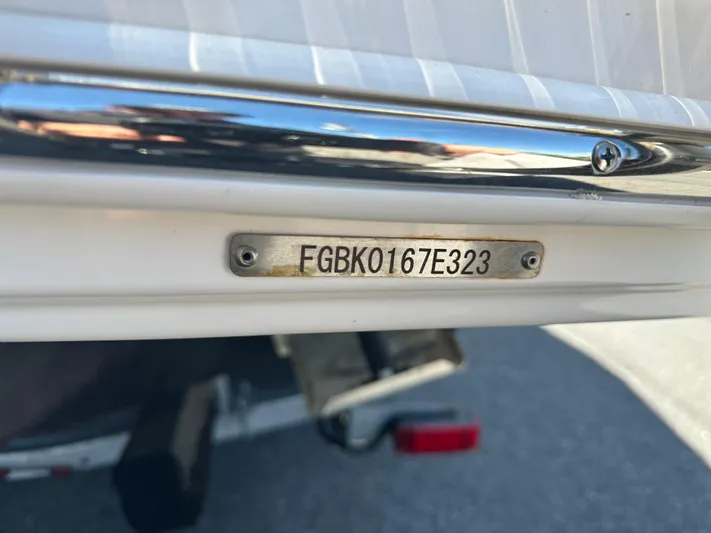  Yacht Photos Pics 2023 Chaparral 270 OSX boat identification plate with serial number FGBK0167E323.