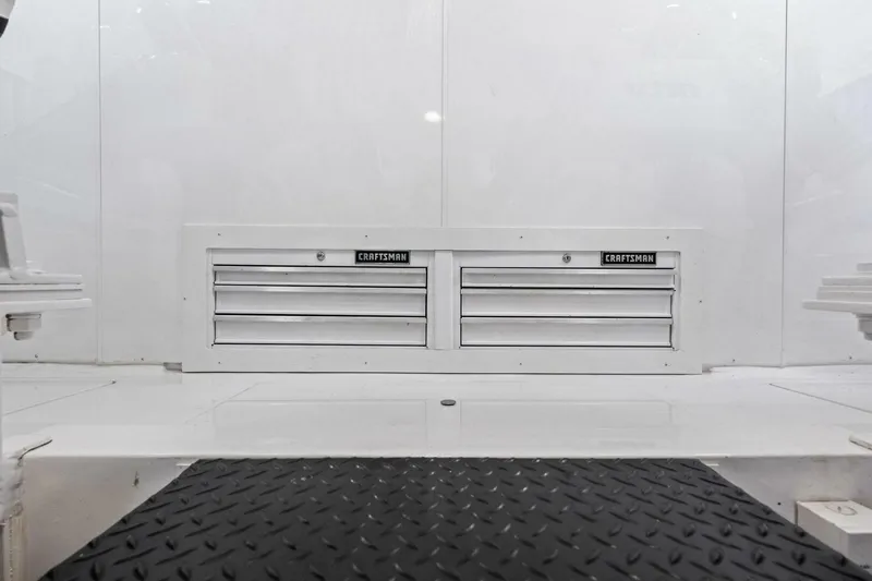 Lady Di Yacht Photos Pics White Craftsman tool drawers on a 2012 Viking 82 Convertible yacht.