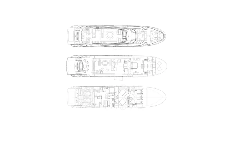 M Yacht Photos Pics Blueprint of 2017 Monte Carlo 105 FLY yacht, showcasing detailed deck layouts.