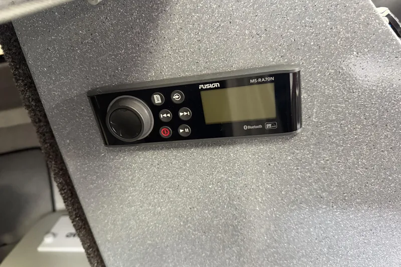  Yacht Photos Pics Fusion MS-RA70N stereo system on 2017 KingFisher 2825 Offshore boat dashboard.