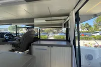Interior of 2019 Cranchi T36 Crossover yacht with modern helm and cabinetry.