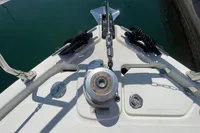 Bow of 2019 Cranchi T36 Crossover with anchor and winch system.