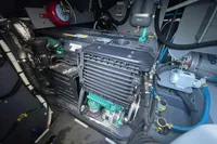 Engine room of 2019 Cranchi T36 Crossover yacht, showcasing detailed mechanical components.
