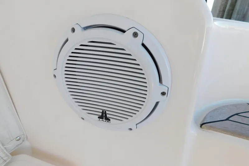  Yacht Photos Pics JL Audio speaker on 2009 Tiara Yachts 4300 Sovran, white panel installation.