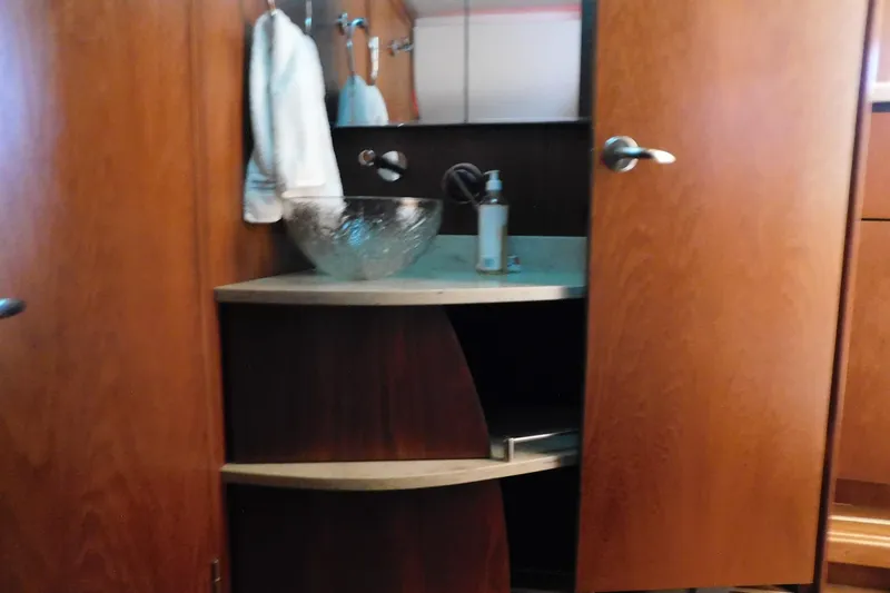  Yacht Photos Pics Luxurious wooden bathroom interior on 2009 Tiara Yachts 4300 Sovran.