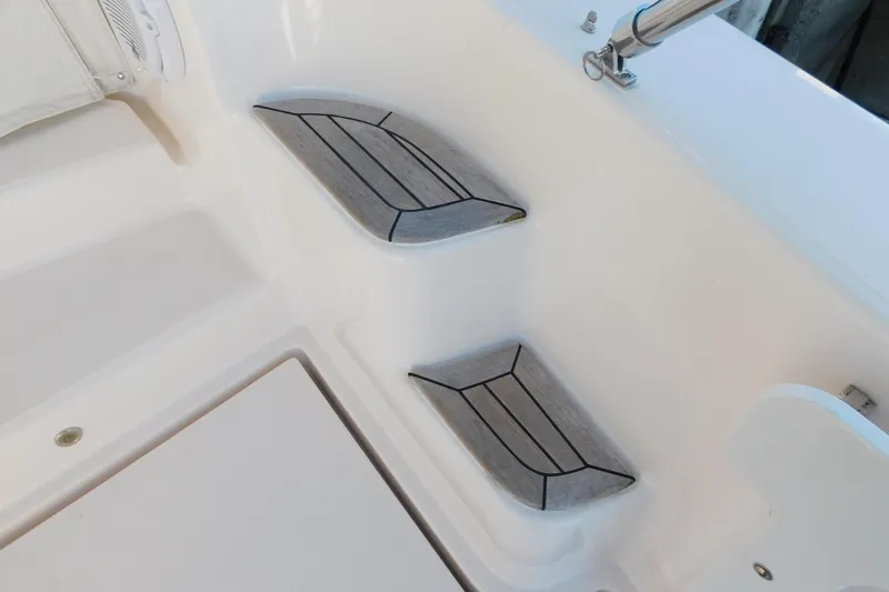  Yacht Photos Pics 2009 Tiara Yachts 4300 Sovran boat deck with non-slip steps and stainless steel railing.