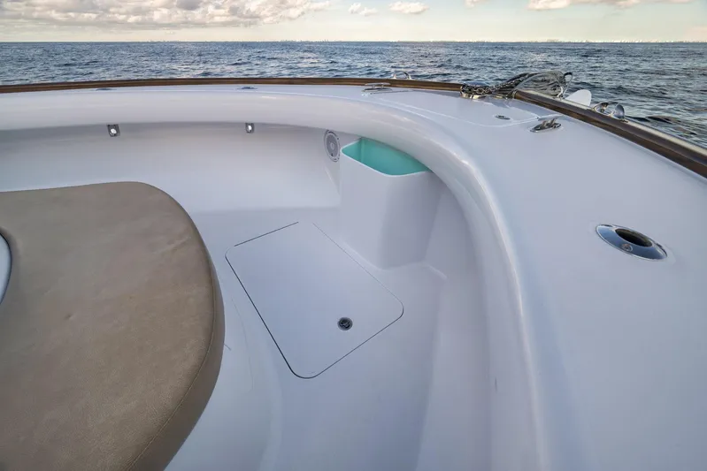 Karma Yacht Photos Pics 2019 Winter Custom Yachts 46 Walkaround, featuring sleek deck design and ocean view.