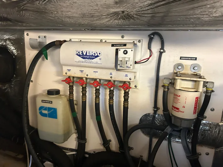  Yacht Photos Pics Engine room of 2005 Tiara Yachts 3600 Sovran with Reverso oil change system.