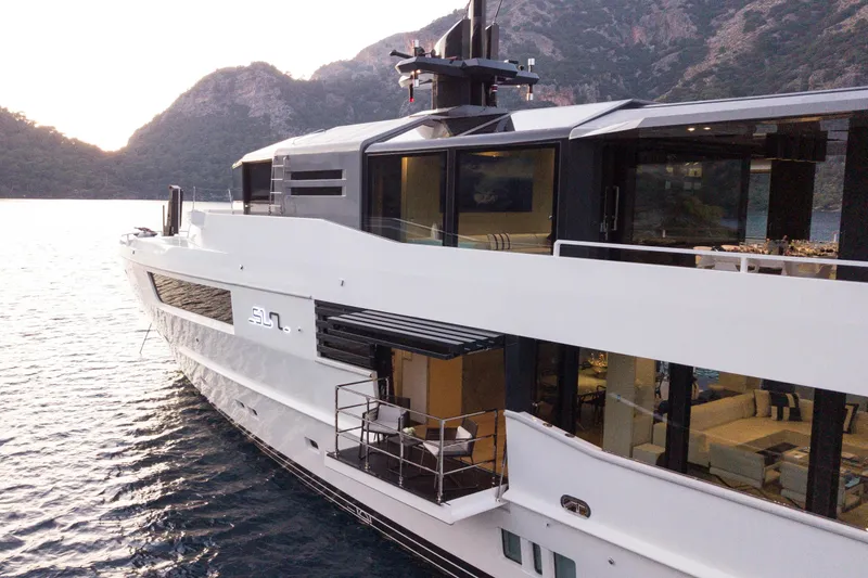 Sun Yacht Photos Pics Luxurious 2012 Arcadia Yachts 115 cruising near scenic mountains and calm waters.