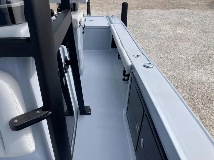  Yacht Photos Pics 2025 Crevalle 26HCO boat interior with sleek design and storage compartments.