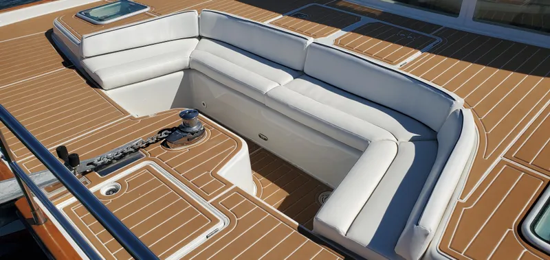 My Three Girls Yacht Photos Pics Luxurious seating area on 2004 Lagoon 43 PC yacht deck.