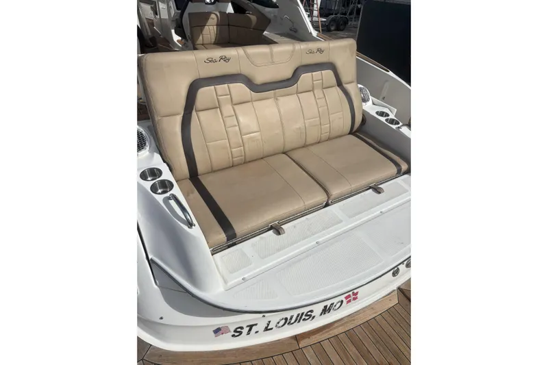  Yacht Photos Pics 2016 Sea Ray 350 SLX boat with beige seating, docked in St. Louis, MO.