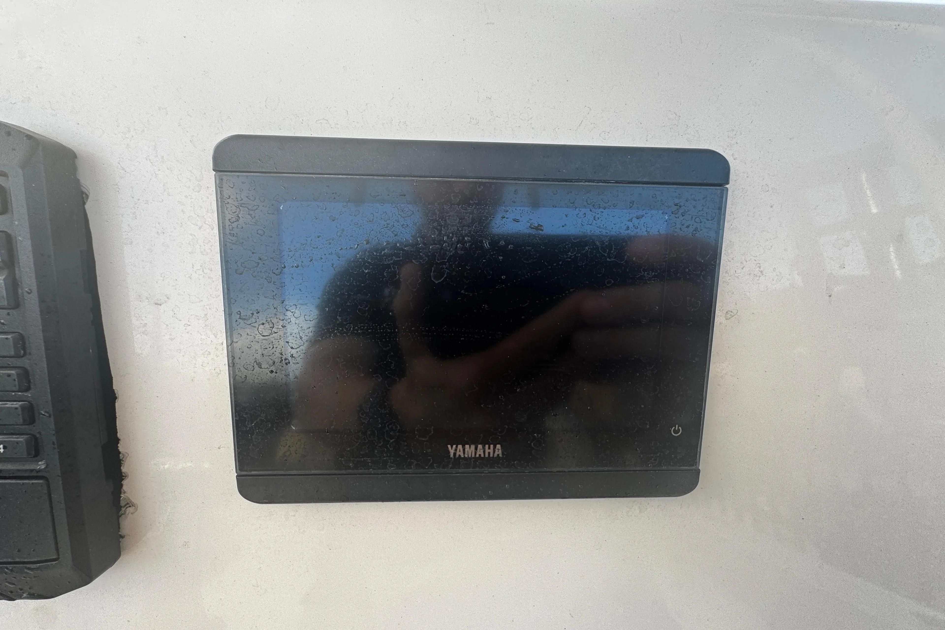 Yamaha display on 2021 Cobia 220 Center Console boat dashboard.