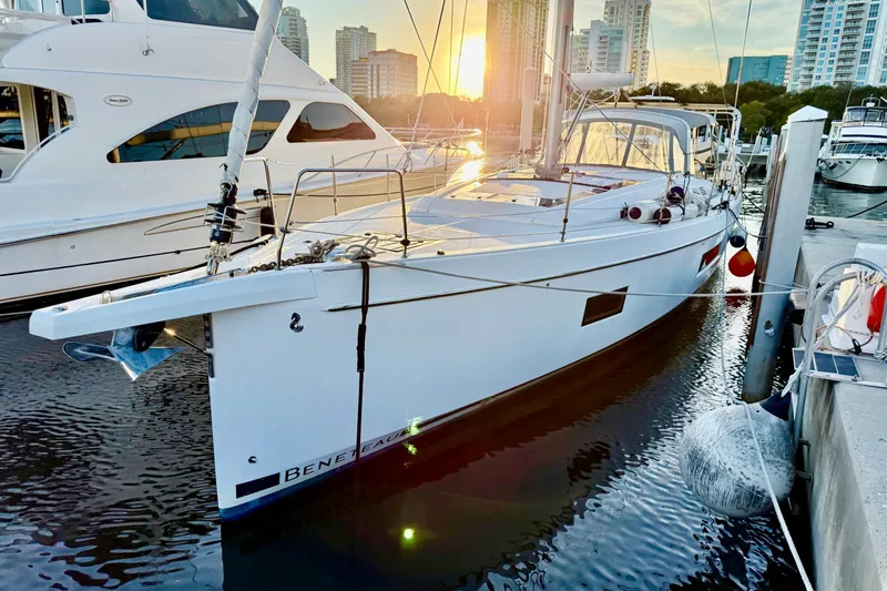  Yacht Photos Pics Beneteau Oceanis 51.1 yacht docked at sunset, 2020 model.