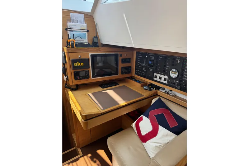 Yacht Photos Pics Navigation station of 2023 Garcia SLOOP ALUMINIUM 51 yacht with control panels and equipment.
