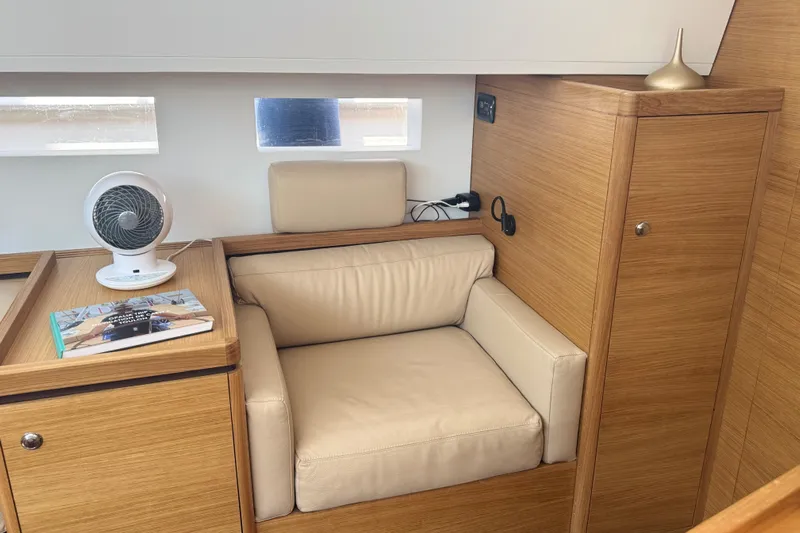 Yacht Photos Pics Luxurious interior of 2023 Garcia Sloop Aluminium 51 yacht with cozy seating and modern decor.