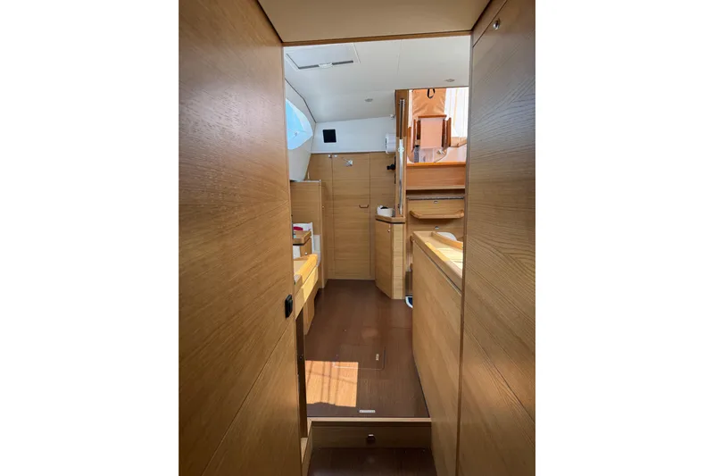  Yacht Photos Pics Interior of 2023 Garcia SLOOP ALUMINIUM 51 yacht, featuring sleek wooden design and modern amenities.